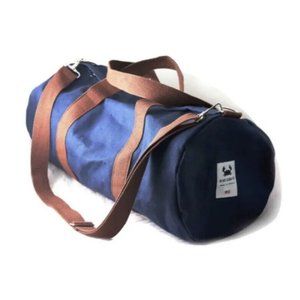 Blue Claw Co. Navy Blue And Brown Canvas Duffle Travel Bag Made In USA